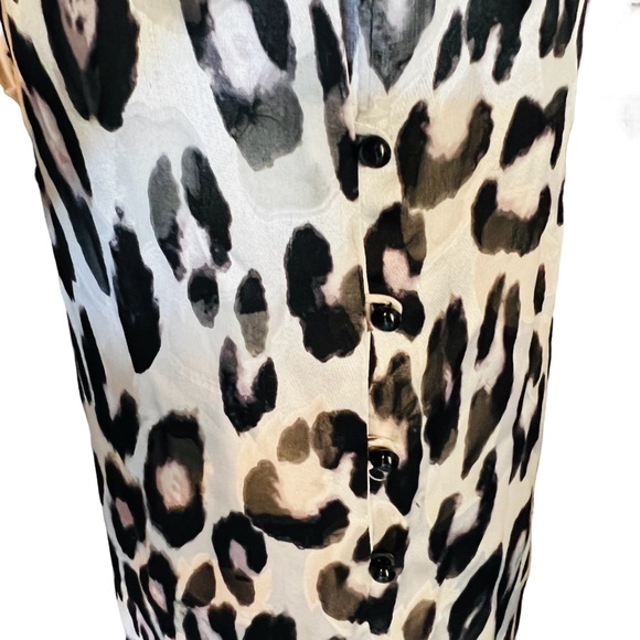 MILLY Silk Long Sleeve Ruffle Mini Dress in Leopard Print Size 4 - Picture 10 of 12